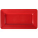 A red rectangular plate with rectangle shape with rounded corners.