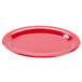 A red oval melamine platter.