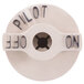 A white plastic valve knob with a black center and the words "Pilot On" in black.