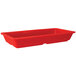 A red rectangular tray with a handle.