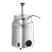 A Server stainless steel topping warmer with a pump and lid.