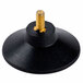 A black plastic object with a gold screw.