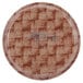 A round brown Cambro tray with a woven pattern.