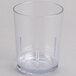 A clear plastic Cambro tumbler with a small hole in it.