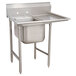 A stainless steel Advance Tabco one compartment pot sink with a right drainboard.