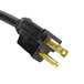 A black electrical cord with gold tips.