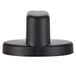 A black plastic cap with a white background.