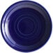 A cobalt blue Tuxton saucer with a circular pattern.
