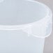 A close-up of a Rubbermaid clear plastic container with a clear lid.