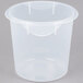 A clear plastic container with a lid.