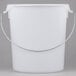 A white bucket with a metal handle.
