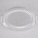 A clear oval shaped plastic cover for a clear oval dish.