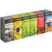 A row of Bigelow Green and Black Tea boxes with assorted flavors on a white background.