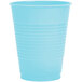 A close up of a Creative Converting pastel blue plastic cup.