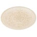 A white Charge It by Jay glass charger plate with a gold patterned border.