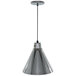 A Hanson Heat Lamps ceiling mount heat lamp with a chrome finish.