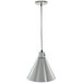 A silver cone-shaped Hanson Heat Lamp with a stainless steel finish.