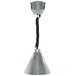 A Hanson Heat Lamp with a black cord and chrome finish.