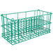 A green Microwire plate rack with 12 compartments.
