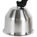 A silver metal Hanson Heat Lamp with a black cord.
