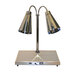 A Hanson Heat Lamps chrome carving station with two lamps.