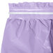 A luscious lavender purple plastic table skirt with a white strip.