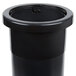 A black plastic container with a black lid.