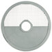 A round grey metal disc with wire mesh.