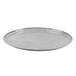 A gray oval tray with a white speckled surface.