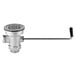 A T&S stainless steel rotary waste valve with twist handle.