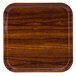 A square Burma teak fiberglass tray with a dark wood finish.