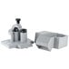A Robot Coupe vegetable prep attachment kit with a white and black container and a pair of small metal tools.