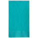 A teal 2-ply paper dinner napkin with a white border.