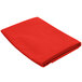 A red folded Intedge square cloth table cover on a white background.