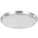 An American Metalcraft heavy weight aluminum deep dish pizza pan with a silver surface.