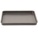 An American Metalcraft square pizza pan with a grey surface and a black bottom.