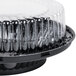 A black plastic D&W Fine Pack pie container with a clear high dome lid.