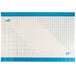 A white silicone baking work mat with blue grid measurements.