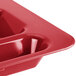A red Cambro heavy-duty polycarbonate compartment tray with 6 compartments.