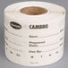 A white paper roll with black text reading "Cambro StoreSafe" on a counter.