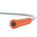 An orange and grey ignition cable with a white connector.