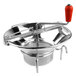 A Tellier tin-plated rotary food mill with a metal handle with red accents.