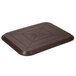A brown rectangular polypropylene fast food tray with a triangle pattern.