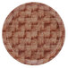 A close-up of a brown Cambro round tray with a basketweave pattern.