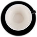 A black CAC Venice coffee cup and saucer with a white interior.