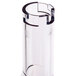A clear plastic tube with a black handle.