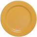A close up of a yellow Elite Global Solutions Rio melamine plate.