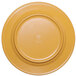 A yellow Elite Global Solutions melamine plate with a circular design.