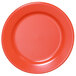 A close up of an Elite Global Solutions Rio Spring Coral melamine plate in red.