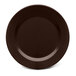 A brown Elite Global Solutions melamine plate with aubergine Urban Naturals design.